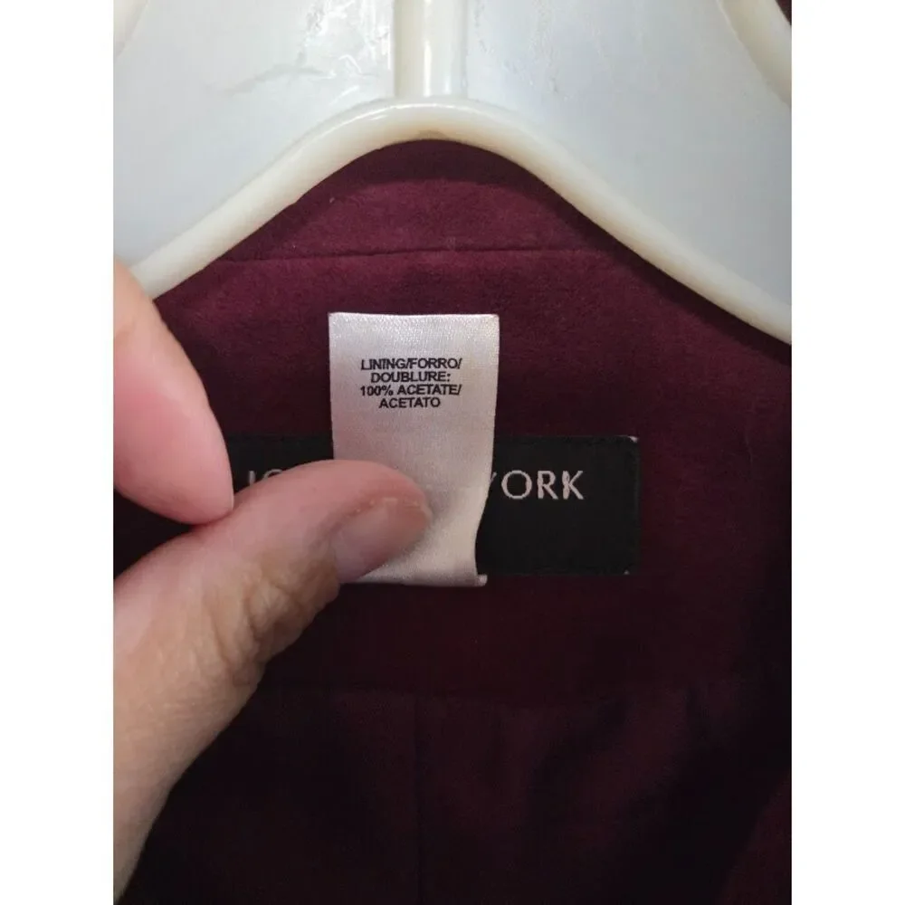 NWT Jones New York Burgunday 100% Suede Band Collar Blazer Jacket size XL